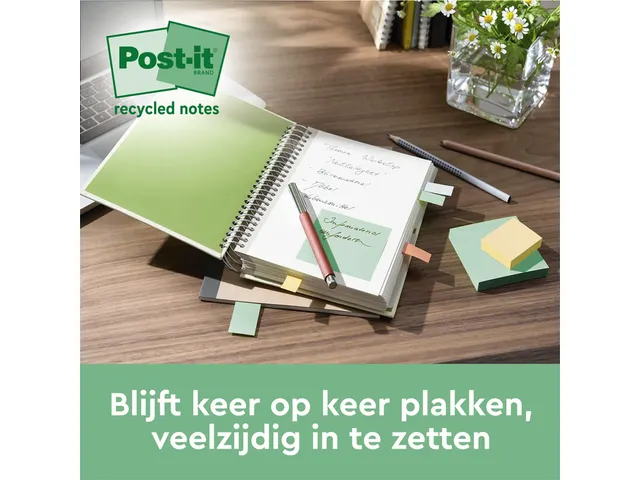 Memoblok 3M Post-it Z-Note R330 76x76mm recycle assorti kleur