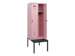 locker met bank,HxBxD 1950x600x815mm,2vak,vak B 300mm,draaigrendel