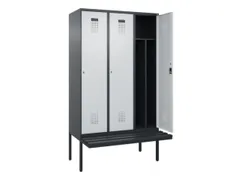 locker met bank,voor scheiding van kleding,HxBxD 2120x1200x815mm,3vak