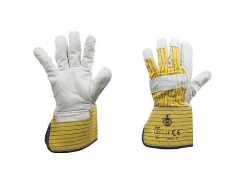 My-T-Gear mechanische lederen handschoenen, blauw/geel/grijs, maat 10,