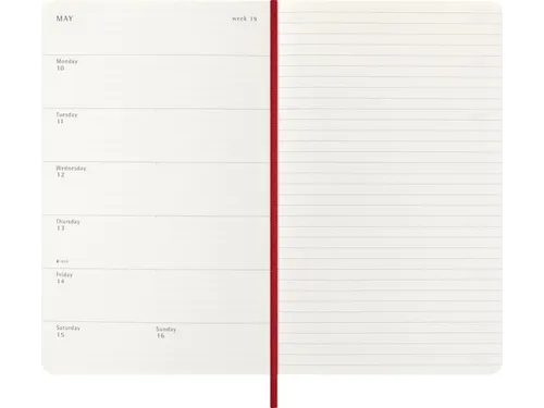 Agenda 2027 Moleskine 12M Weekly 7dag/1pagina large sc scarlet red