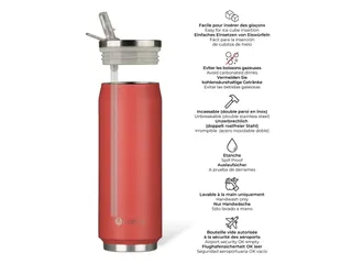Thermosbeker Les Artistes Paris blik 500ml Rood Met Rietje - 3