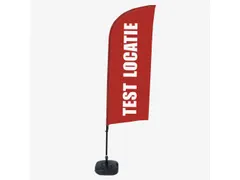 Promotievlag Alu Wind complete set "TEST LOCATIE" Rood