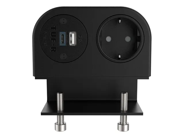 Desktop stekkerdoos Power Phase 1x Schuko + USB A en C 25W Zwart