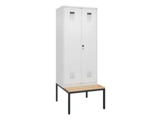 PBM-locker met bank,HxBxD 2120x800x815mm,2vak,vak B 400mm,draaigrendel - 2