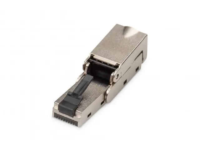 CAT 6A veldconnector haaks STP met stofkap knikbescherming