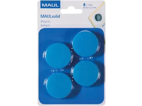 Magneet Maulsolid, Diameter 32 Mm, Blauw, Blister 4 Stuks