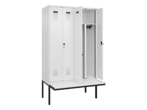 PBM-locker met bank,HxBxD 2120x1200x815mm,4vak,vak B 300mm