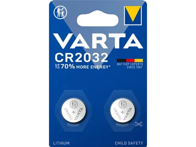 pile bouton Lithium CR2032, blister de 2 pièces