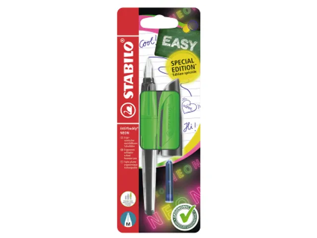 Vulpen STABILO Easybuddy M neon groen blister à 1 stuk