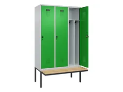 locker met bank,voor scheiding van kleding,HxBxD 2120x1200x815mm,3vak