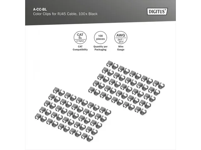 Kleurclips voor RJ45-kabels Zwart verpakking van 100 stuks