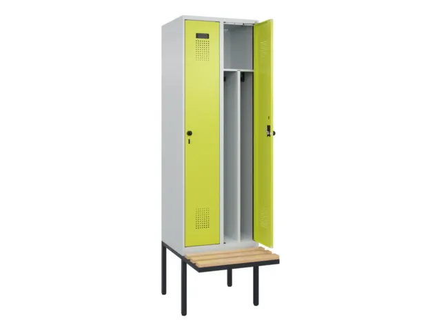 locker met bank,voor scheiding van kleding,HxBxD 2120x600x815mm,2vak