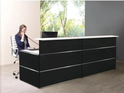 Balie Aanbouwelement 1350x1015mm Recht Front Antraciet Bladen Wit