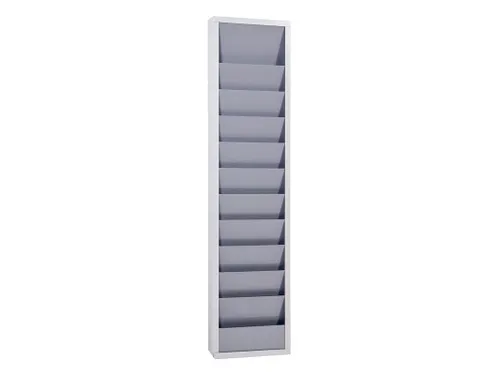 orderplanner,10vakken,HxBxD 1278x315x74mm,plank(en) plaatstaal,grijs