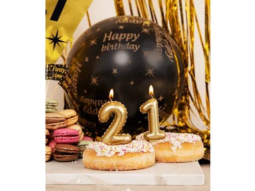 Verjaardagskaars cijfer 8 Folieballon Goud 10cm
