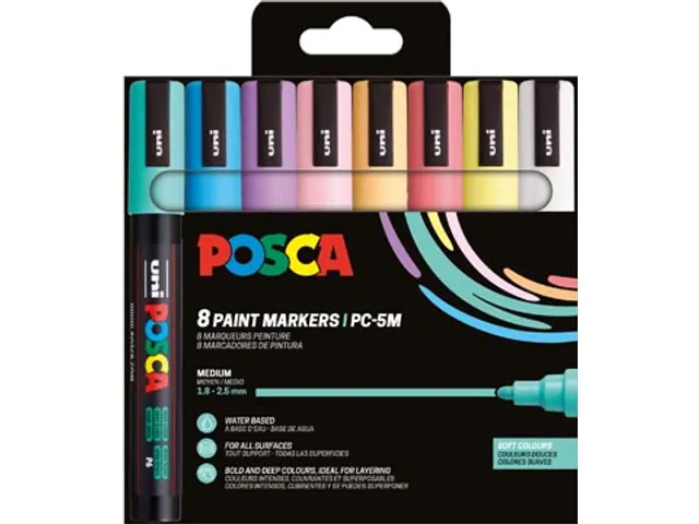 Uni POSCA paintmarker PC-5M 8 stuks zachte kleuren