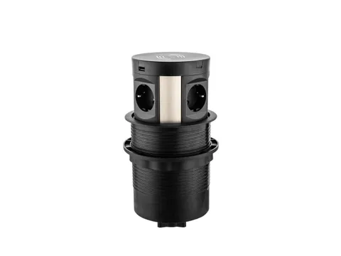 QI Power Pop-Up Meeting - 4x 230v + 2x USB A+C - Zwart