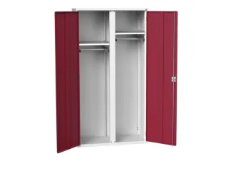 Lockerkast 2000x1050x550mm 2 vakken, dubbele vleugeldeur, RAL3004 - 1