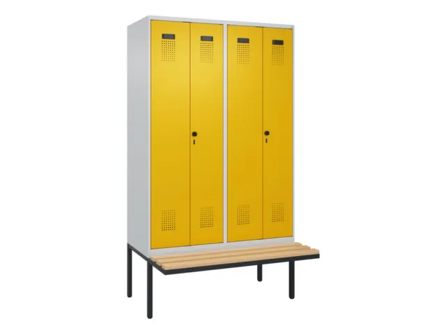 locker met bank,voor scheiding van kleding,HxBxD 2120x1200x815mm,4vak