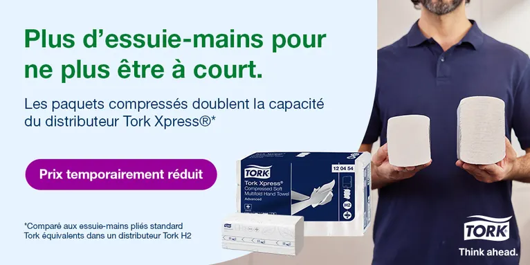 Essuie-mains Tork Xpress Compressed: moins de réapprovisionnements !