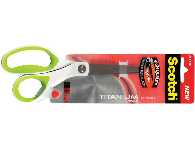Schaar Scotch 20cm titanium met groot oog groen blister