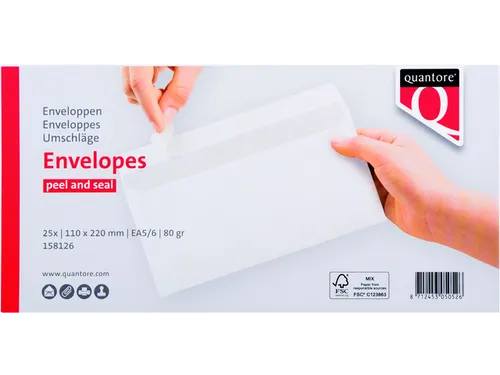 Envelop Quantore Bank Ea5/6 110x220mm Wit Zelfklevend