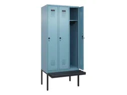 locker met bank,HxBxD 2120x900x815mm,3vak,vak B 300mm,draaigrendel