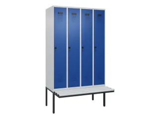 locker met bank,HxBxD 2120x1200x815mm,4vak,vak B 300mm,draaigrendel - 2