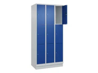 lockerkast,HxBxD 1950x900x500mm,3x3vakken,vak B 300mm,cil.-slot,sokkel - 1