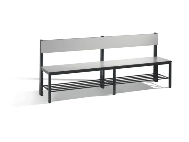 omkleedbank,HxLxD 796x2000x407mm,HPL zilvergrijs,frame staal RAL7021