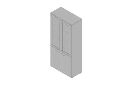 Vitrinekast 2000X900X450Mm Glazen Deuren 4Xhouten Vloer Aluminium Grij