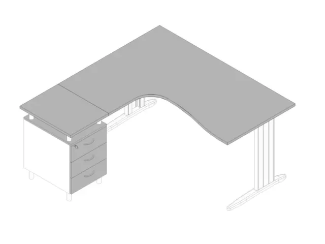 bureauset bureau staand ladeblok links 730x1600x1650mm C-voet grijs