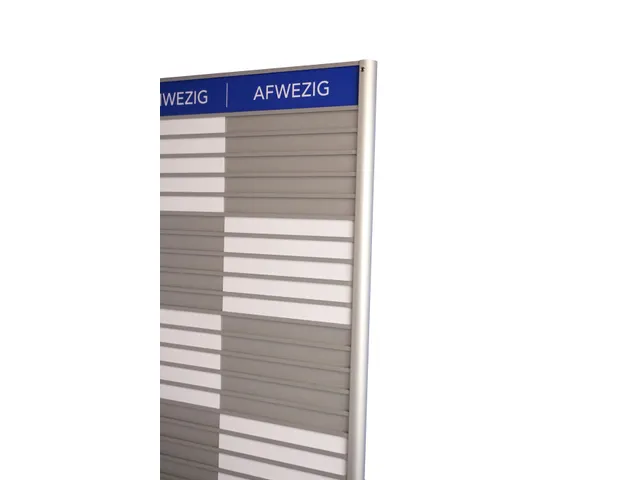 Menoor In-Uit bord 35 namen Aluminium Aanwezig/Afwezig Blauw