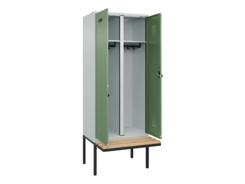 locker met bank,voor scheiding van kleding,HxBxD 2120x800x815mm,2vak