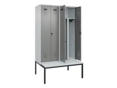 PBM-locker met bank,HxBxD 2120x1200x815mm,4vak,vak B 300mm