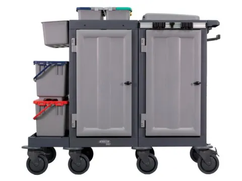 Reinigingswagen,2Kasten,2-4Zakhouders,2Mopemmers,4X6L Emmer