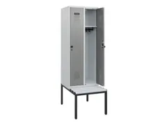 locker met bank,HxBxD 1950x600x815mm,2vak,vak B 300mm,draaigrendel