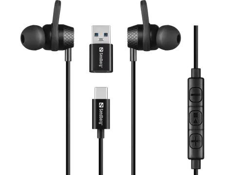 Sandberg USB-C/A In-Ear oordopjes met Line-Mic Zwart
