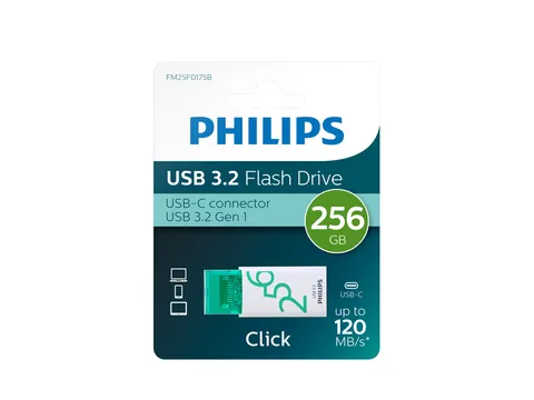 USB stick 3.2 Philips Click USB-C 256GB groen