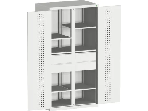 kast met geperforeerde platen,HxBxD 2000x1300x650mm,4xStalen bodem