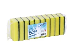 Schuurspons Cleaninq geel/groen 100x70x25mm 10 stuks