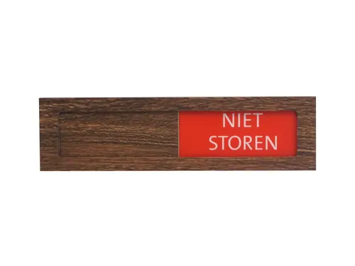 Premium Schuifbord Donker Houtlook Wit Niet Storen 150x40mm