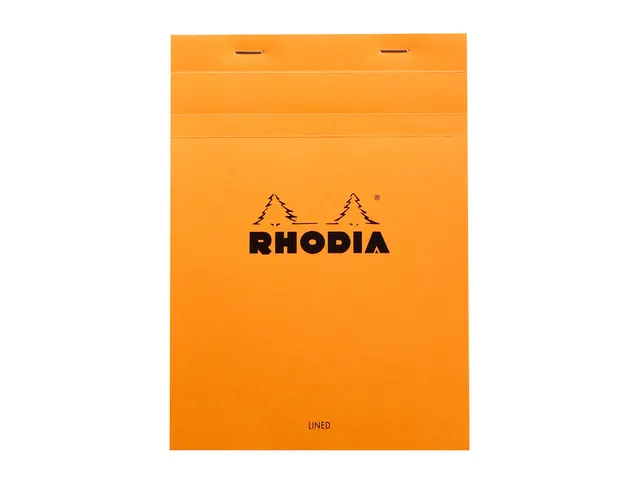 Schrijfblok Rhodia A5 lijn 80 vel 80gr met kantlijn oranje