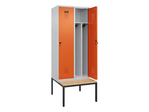 locker met bank,voor scheiding van kleding,HxBxD 2120x800x815mm,2vak