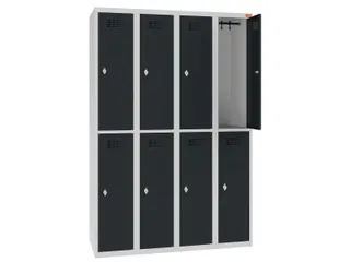 Dubbeldekse lockerkast,HxBxD 1800x1200x500mm,4x2vak.,draaigrendel - 1