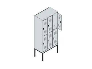 dubbeldekse locker,HxBxD 2120x900x500mm,3x2vak.,vak B 300mm - 3