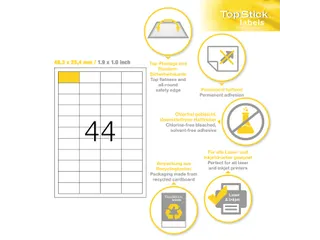 Etiketten universele labels A4 permanent 48,3x25,4mm Wit 4400 stuks - 2