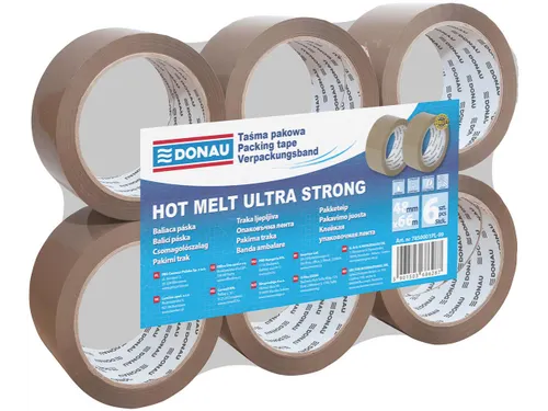 Donau verpakkingstape PP Hot-Melt 48mmx66m 50 micron bruin
