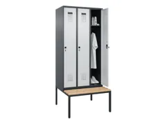 locker met bank,HxBxD 2120x900x815mm,3vak,vak B 300mm,draaigrendel